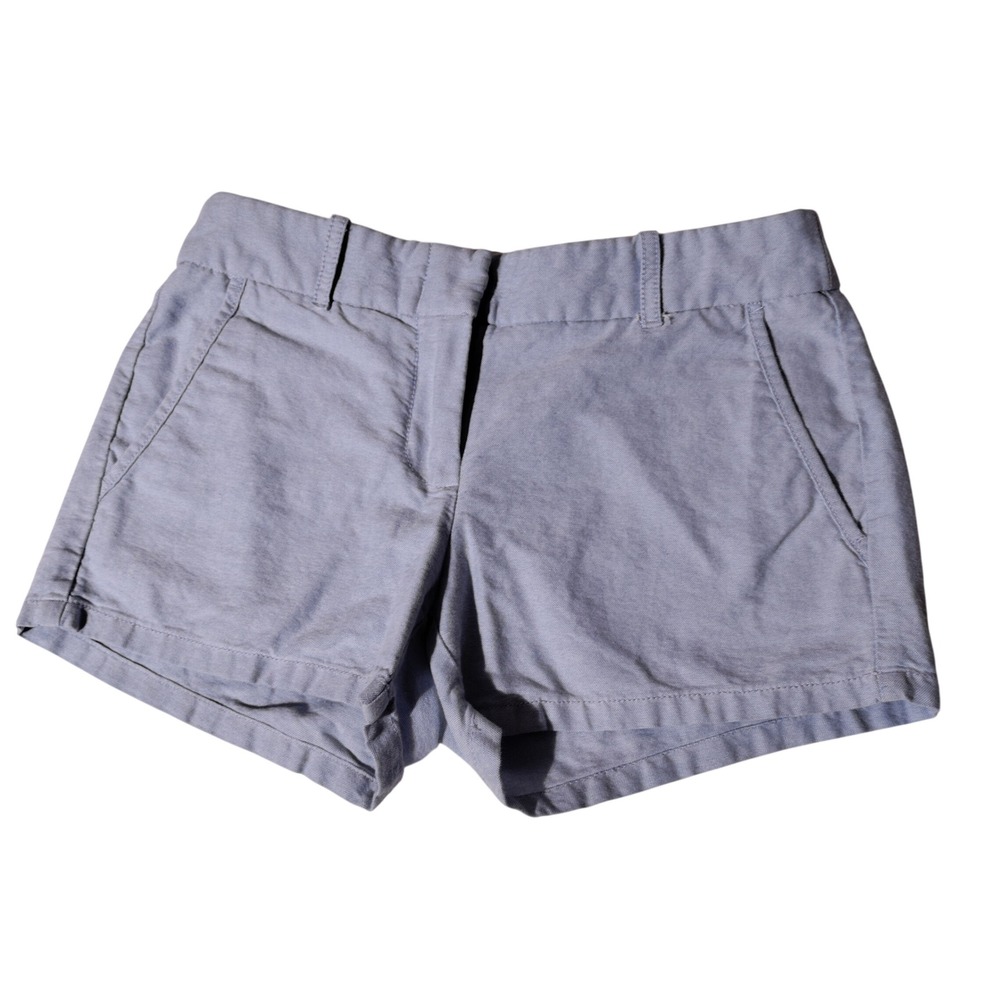 J. Crew Sz 00 (27"x2.75") Chino Shorts Light Blue Cotton Flat Front Factory